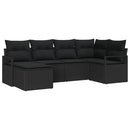 Sofa Sæt med pude med opbevaring 6 pcs Sort polyrattan