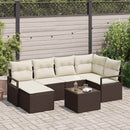 Sofa Sæt med pude med opbevaring 7 pcs Brun og Creme polyrattan