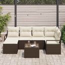 Sofa Sæt med pude med opbevaring 7 pcs Brun og Creme polyrattan