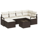 Sofa Sæt med pude med opbevaring 7 pcs Brun og Creme polyrattan