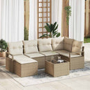Sofa Sæt med pude 7 pcs Beige og creme polyrattan