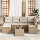 Sofa Sæt med pude 7 pcs Beige og creme polyrattan