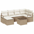 Sofa Sæt med pude 7 pcs Beige og creme polyrattan