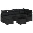 Sofa Sæt med pude med opbevaring 7 pcs Sort polyrattan