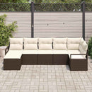 Sofa Sæt med pude med opbevaring 7 pcs Brun og Creme polyrattan