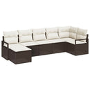 Sofa Sæt med pude med opbevaring 7 pcs Brun og Creme polyrattan