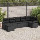 Sofa Sæt med pude med opbevaring 7 pcs Sort polyrattan