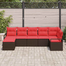 Sofa Sæt med pude med opbevaring 7 pcs Brun og Rød polyrattan