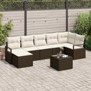 Sofa Sæt med pude med opbevaring 8 pcs Brun og Creme polyrattan