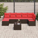 Sofa Sæt 8 stk. Brun og Rød polyrattan