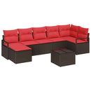 Sofa Sæt med pude med opbevaring 8 pcs Brun og Rød polyrattan