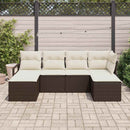 Sofa Sæt med pude med opbevaring 6 pcs Brun og Creme polyrattan