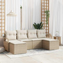 Sofa Sæt med pude 6 pcs Beige og creme polyrattan