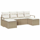 Sofa Sæt med pude 6 pcs Beige og creme polyrattan