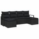 Sofa Sæt med pude med opbevaring 6 pcs Sort polyrattan