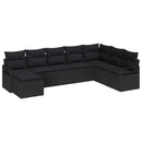 Sofa Sæt med pude med opbevaring 8 pcs Sort polyrattan