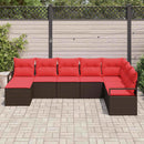 Sofa Sæt 8 stk. Brun og Rød polyrattan