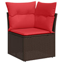 Sofa Sæt 8 stk. Brun og Rød polyrattan