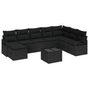 Sofa Sæt med pude med opbevaring 9 pcs Sort polyrattan