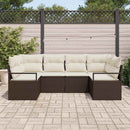 Havesofa Sæt med pude 6 pcs Brun og hvid polyrattan