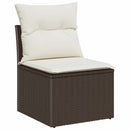 Havesofa Sæt med pude 6 pcs Brun og hvid polyrattan