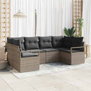 Havesofa Sæt med pude med opbevaring 6 pcs Grå polyrattan