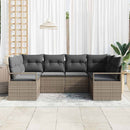 Havesofa Sæt med pude med opbevaring 6 pcs Grå polyrattan