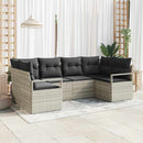 Havesofa Sæt med pude med opbevaring 6 pcs Lysegrå polyrattan