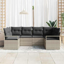 Havesofa Sæt med pude med opbevaring 6 pcs Lysegrå polyrattan
