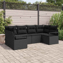 Havesofa Sæt med pude med opbevaring 6 pcs Sort polyrattan
