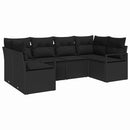 Havesofa Sæt med pude med opbevaring 6 pcs Sort polyrattan