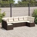 Havesofa Sæt med pude 7 pcs Brun og hvid polyrattan