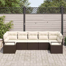 Havesofa Sæt med pude 7 pcs Brun og hvid polyrattan