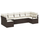Havesofa Sæt med pude 7 pcs Brun og hvid polyrattan