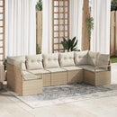 Havesofa Sæt med pude 7 pcs Beige og hvid polyrattan