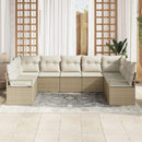 Havesofa Sæt med pude 7 pcs Beige og hvid polyrattan