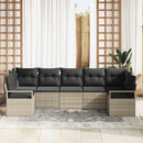 Havesofa Sæt med pude med opbevaring 7 pcs Lysegrå polyrattan