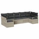 Havesofa Sæt med pude med opbevaring 7 pcs Lysegrå polyrattan