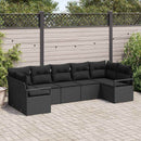 Havesofa Sæt med pude med opbevaring 7 pcs Sort polyrattan