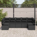 Havesofa Sæt med pude med opbevaring 7 pcs Sort polyrattan