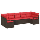 Havesofa Sæt 7 stk. Brun og Rød polyrattan