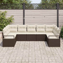 Havesofa Sæt med pude 9 pcs Brun og hvid polyrattan