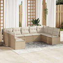 Havesofa Sæt med pude 9 pcs Beige og hvid polyrattan