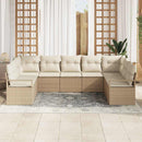 Havesofa Sæt med pude 9 pcs Beige og hvid polyrattan