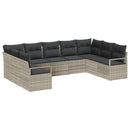 Havesofa Sæt med pude med opbevaring 9 pcs Lysegrå polyrattan