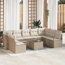 Havesofa Sæt med pude 10 pcs Beige og creme polyrattan