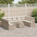 Havesofa Sæt med pude 10 pcs Beige og creme polyrattan