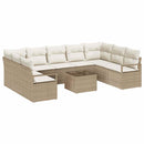 Havesofa Sæt med pude 10 pcs Beige og creme polyrattan