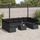 Havesofa Sæt med pude med opbevaring 10 pcs Sort polyrattan