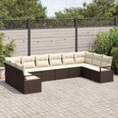 Havesofa Sæt med pude 10 pcs Brun og hvid polyrattan
